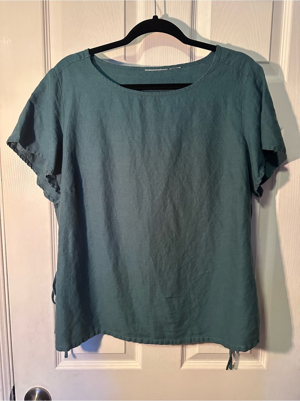 Women’s Relaxed Linen Short Sleeve Top in Teal